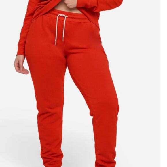 NEW Mate The Label Organic Cotton Classic Terry Jogger Cherry Red Pant - Picture 1 of 15